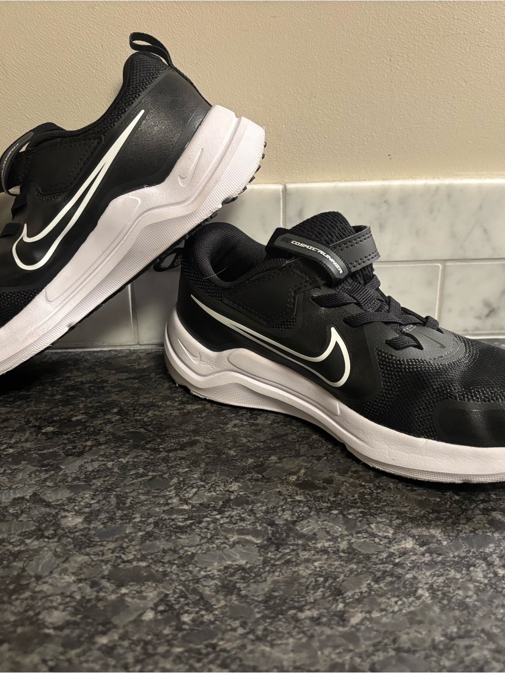 Nike Black and White Athletic Sneakers with Velcro Strap